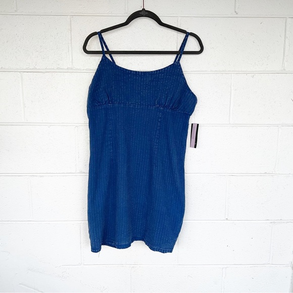 NWT | Wild Fable Blue Linen Blend Keyhole Back Bodycon Dress - Picture 3 of 10